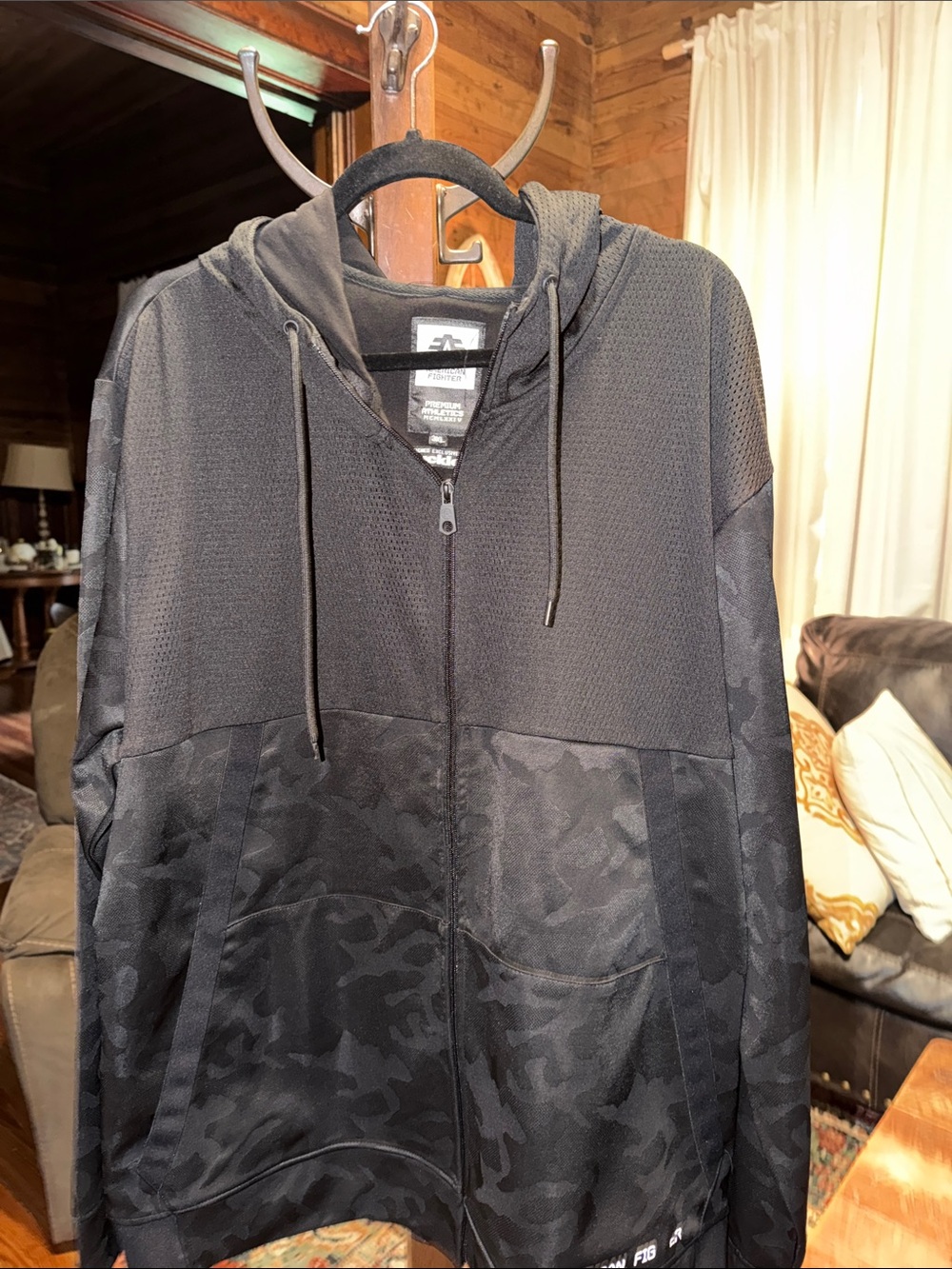 American Fighter Black Zip-Up Athletic Hoodie